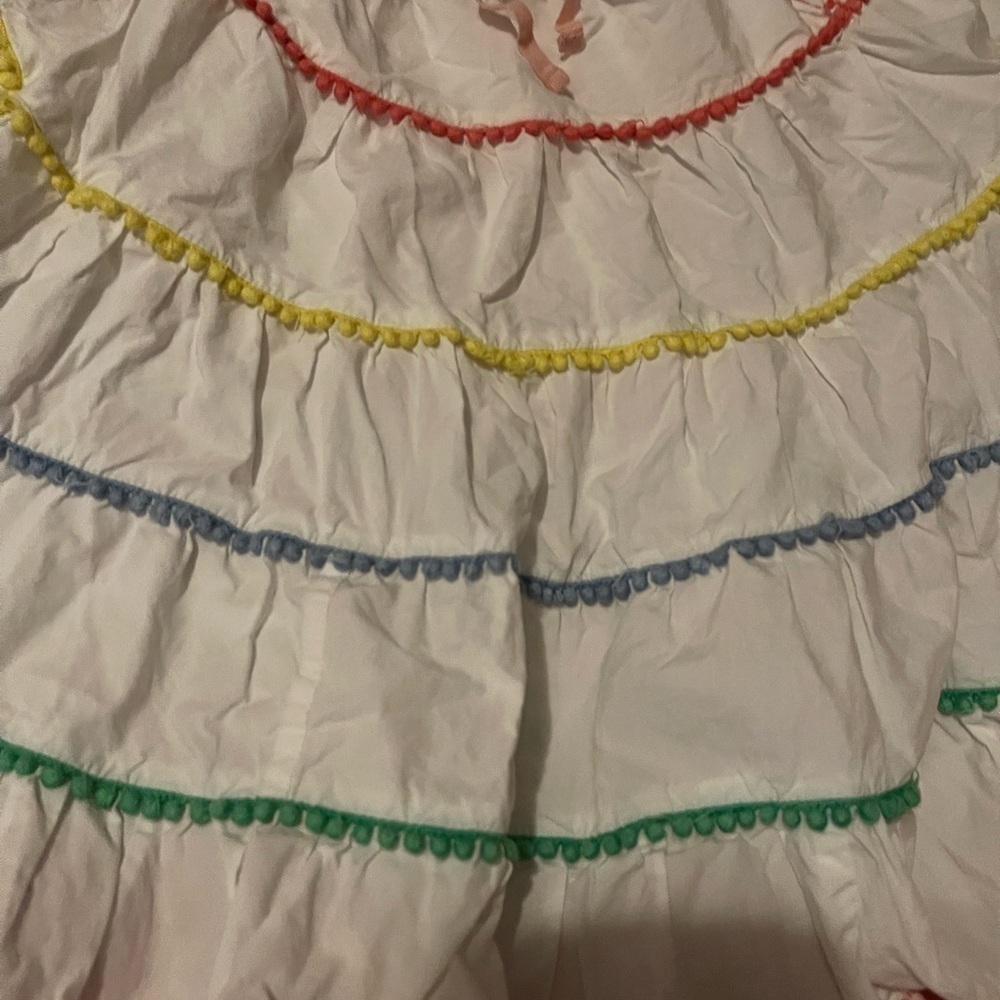 Mini Boden White Pom Pom Twirl Ruffle Skirt Girl's Size 5-6Y - Picture 3 of 9